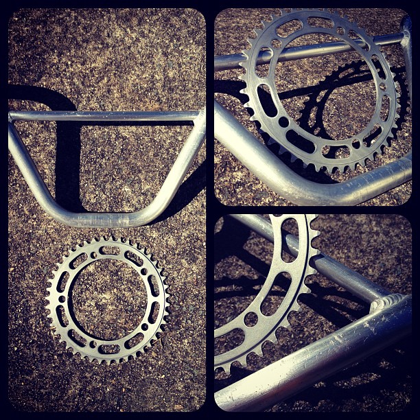 De-anodised BMX parts before polishing