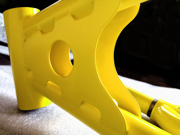 1979 Koizumi Madison Taipan - Fresh Super Yellow gloss powder coat, Diamond Back Large Pro gusset