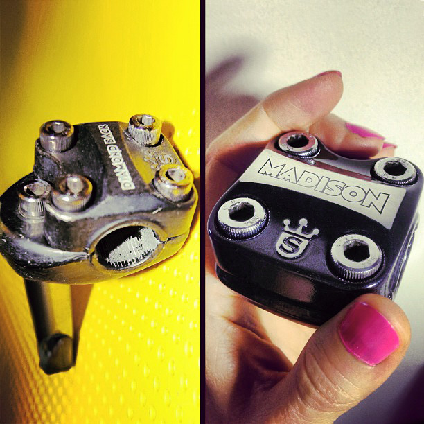 Sugino DB stem beforeand after restoration with new artwork for the Taipan