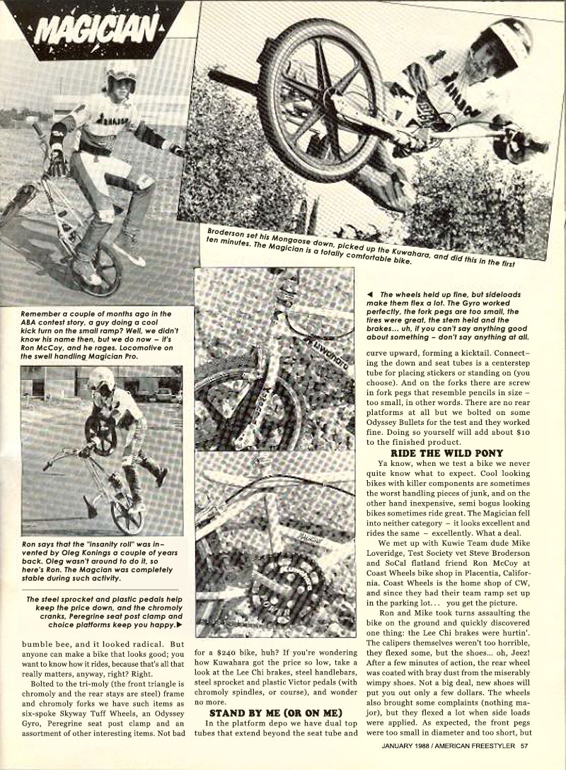 American Freestyler Magazine, Jan 1988 - Kuwahara Magician Pro road test