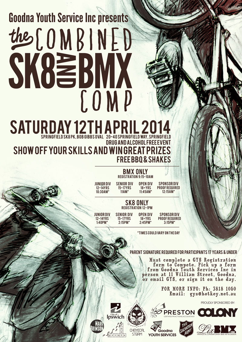 Goodna Combined Sk8 & BMX Comp poster by Lix N
