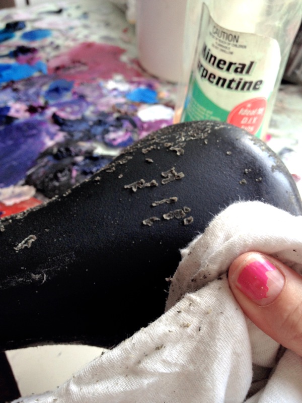 Removing old glue with turps — step 8