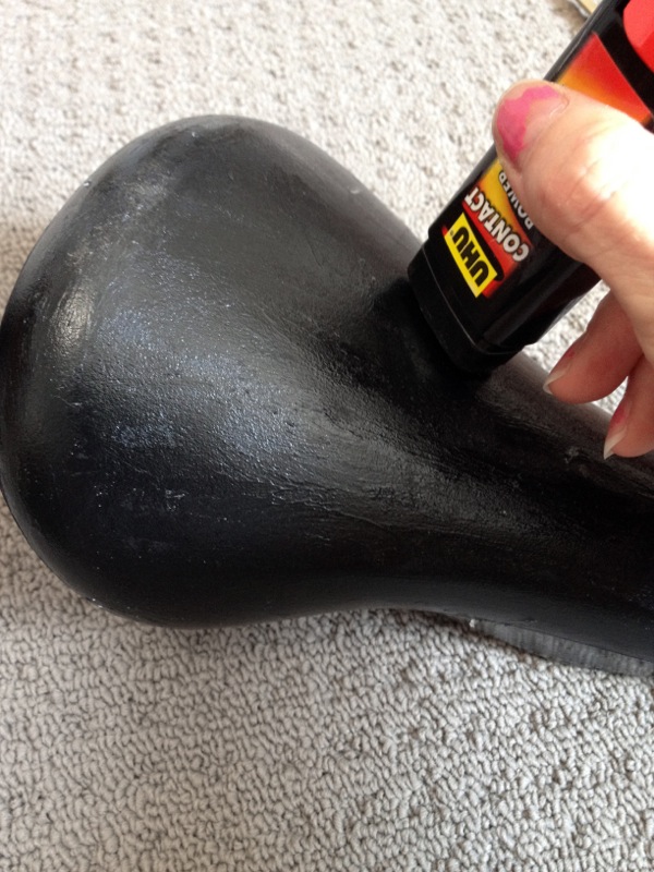 Applying contact adhesive to seat foam top — step 16