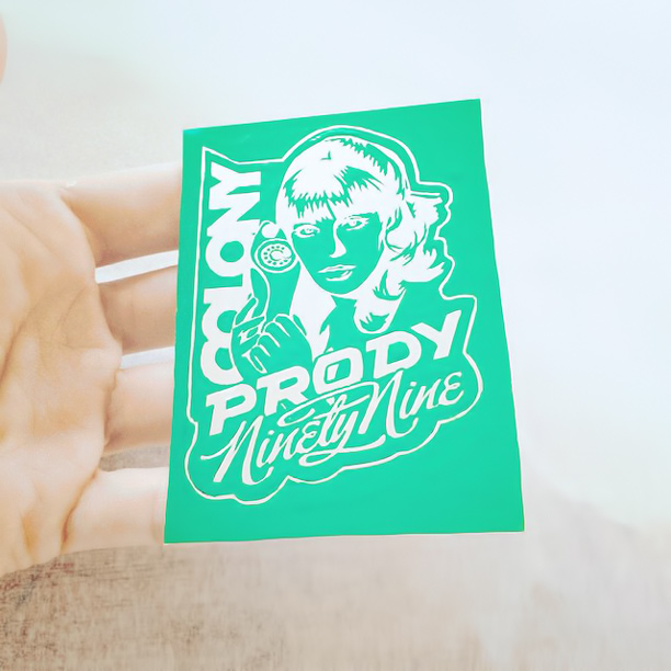 Prody badge step 8 — acrylic resist dried, ready to etch